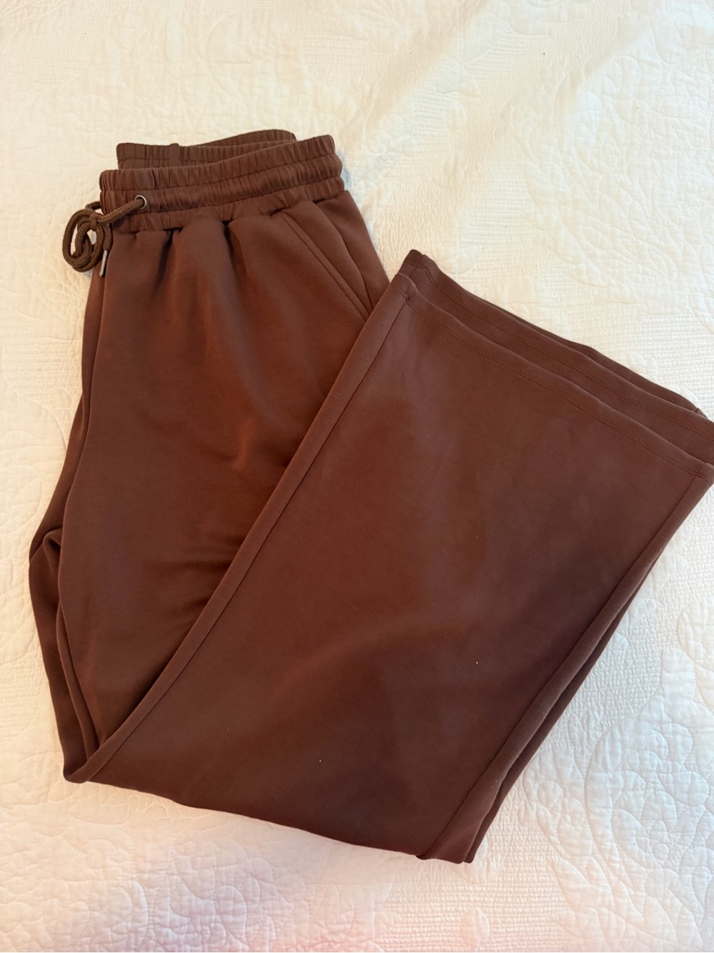 Match Wide Leg Pants in Chocolate Brown Scuba Knit